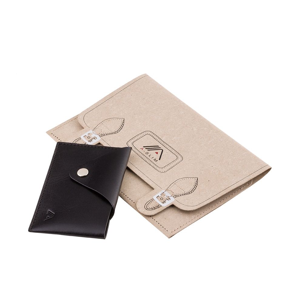 A-SLIM Leather Card Case Tsuki - Black